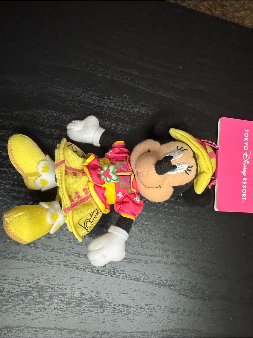 Minnie Mouse Yellow & Pink Plush Keychain exclusive